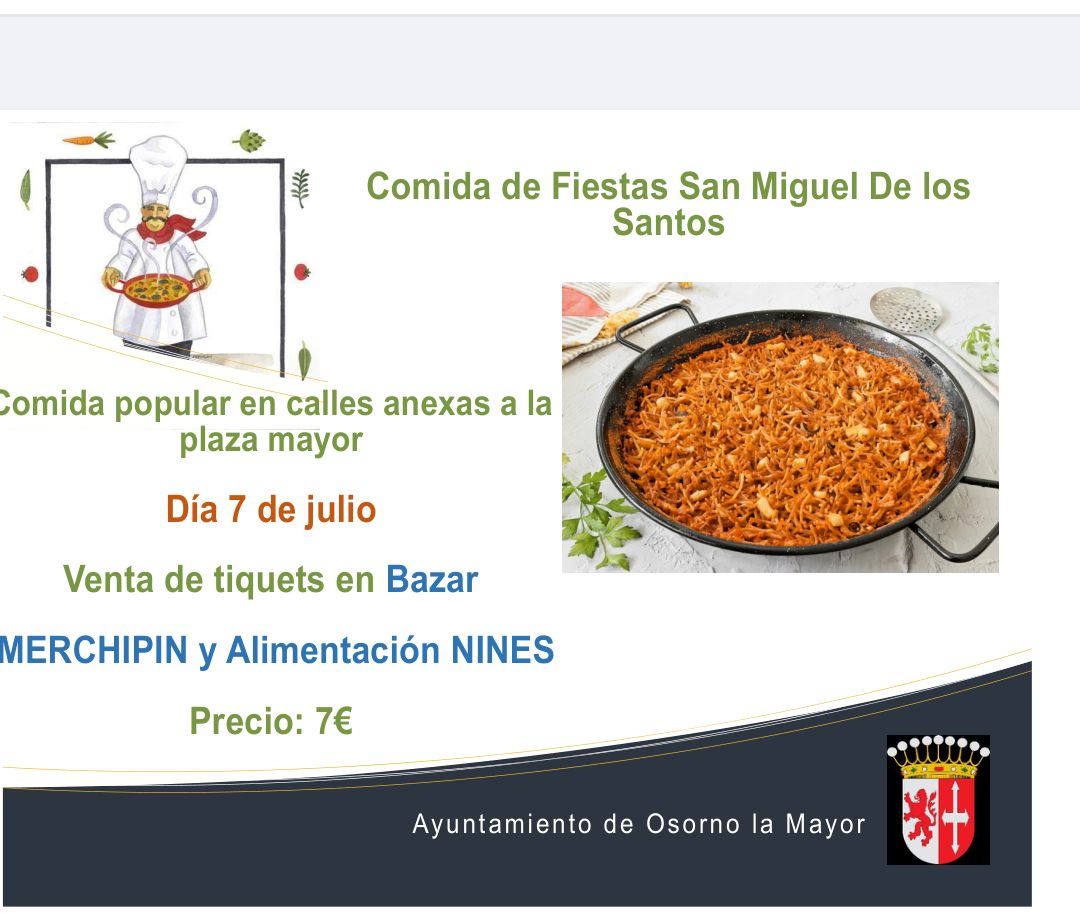 Lee más sobre el artículo Comida popular Fiestas de San Miguel de los Santos